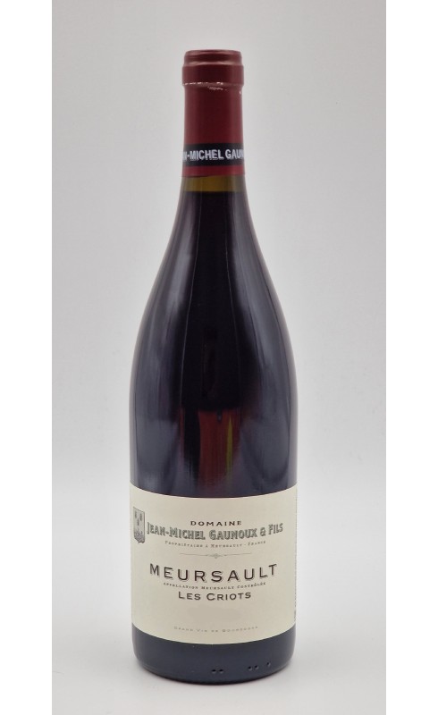 Photographie d'une bouteille de vin rouge Gaunoux Les Criots 2019 Meursault Rge 75cl Crd