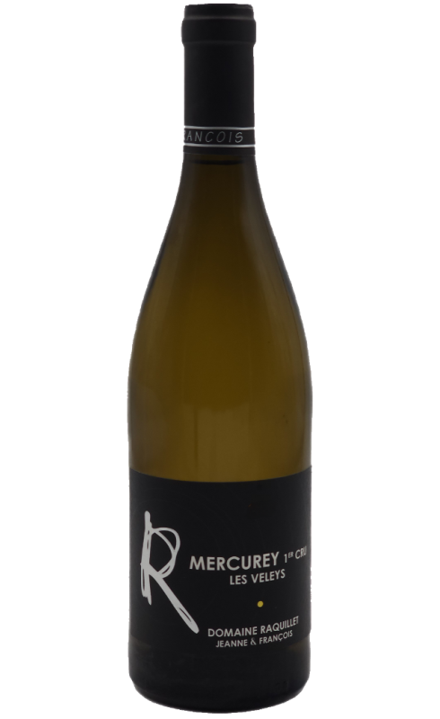 Photographie d'une bouteille de vin blanc Raquillet Les Veleys 2022 Mercurey Blc 75cl Crd
