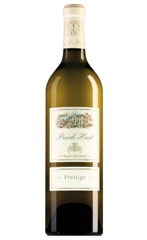 Photographie d'une bouteille de vin blanc Puech Haut Prestige 2022 Cdlgdoc Blc 75cl Crd