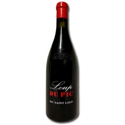 Photographie d'une bouteille de vin rouge Puech Haut Le Loup Du Pic 2020 Rge 75cl Crd