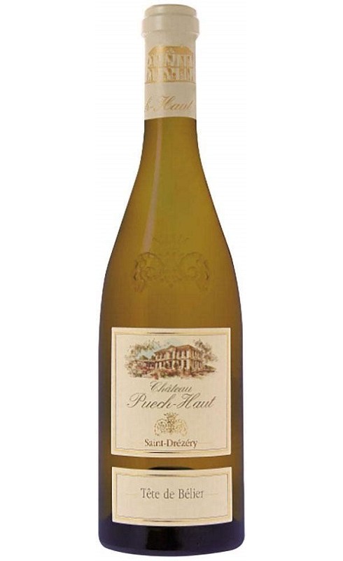 Photographie d'une bouteille de vin blanc Puech Haut Tete De Belier 2022 Languedoc Blc 75cl Crd
