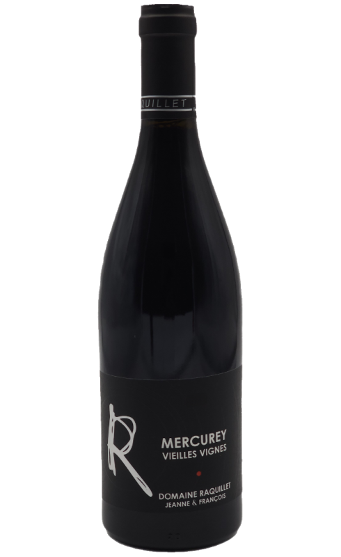 Photographie d'une bouteille de vin rouge Raquillet Mercurey Vieilles Vignes 2022 Rge 75cl Crd