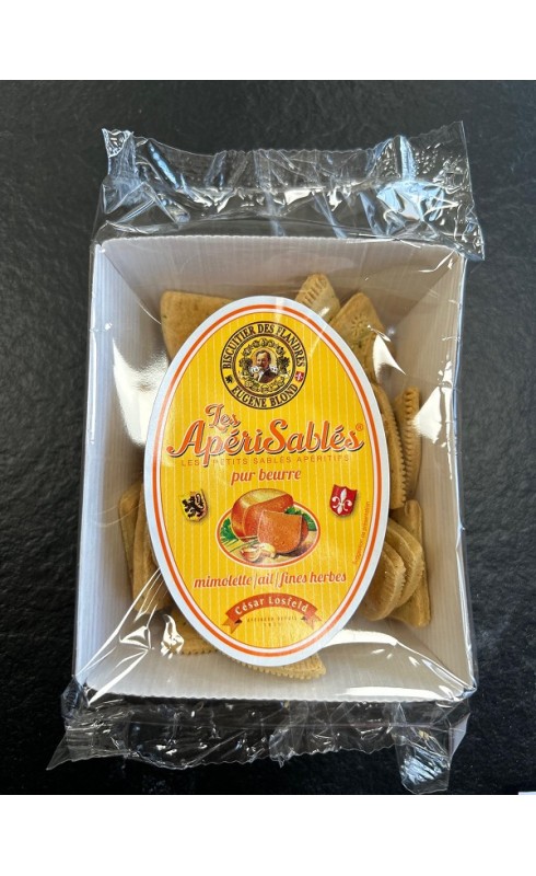 Photographie d'un produit d'épicerie Maison Chuques Aperisables Mimolette Ail Herbe E Blond 85g