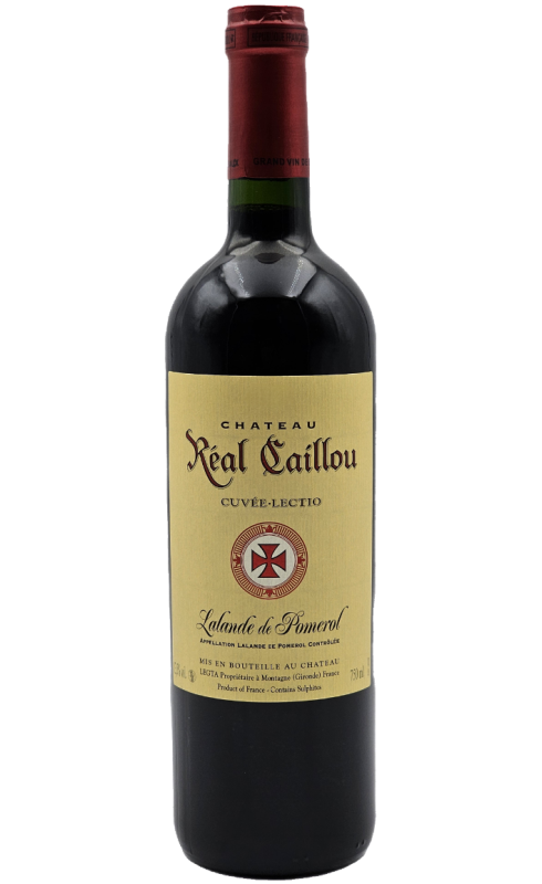 Photographie d'une bouteille de vin rouge Cht Real Caillou Cuvee Lectio 2021 Lalande Rge 75cl Crd