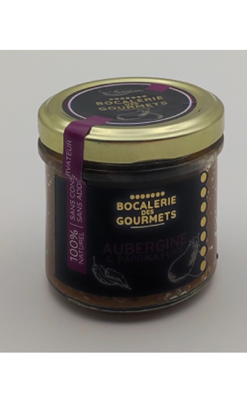 Photographie d'un produit d'épicerie Bocalerie Des Gourmets Aubergine Paprika Fume 110g
