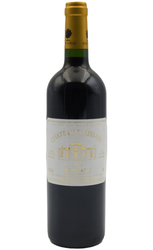 Photographie d'une bouteille de vin rouge Chateau Soussans 2018 Margaux Aoc Rge 75cl Crd