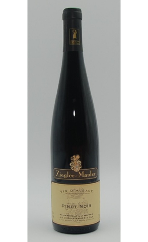 Photographie d'une bouteille de vin rouge Ziegler Pinot Noir 2022 Alsace Rge 75cl Crd