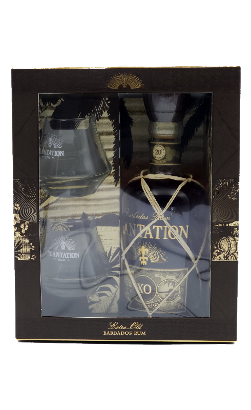 Photographie d'une bouteille de Plantation Rm Xo 20th Anniversary 70lc Crd Coffret 2 Verres