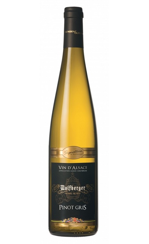 Photographie d'une bouteille de vin blanc Wolfberger Pinot Gris 2022 Blc 75cl Crd