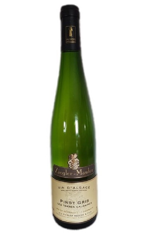Photographie d'une bouteille de vin blanc Ziegler Terres Calcaires 2022 Pinot Gris Blc 37 5 Cl Crd