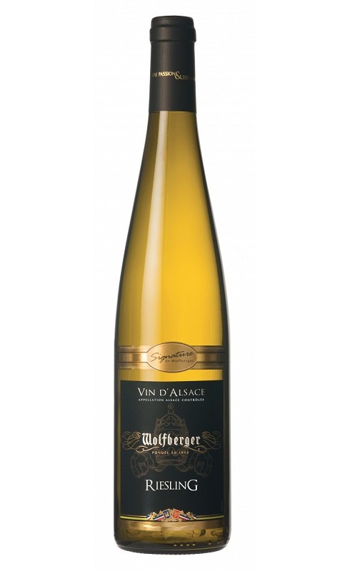 Photographie d'une bouteille de vin blanc Wolfberger Riesling 2022 Blc 75cl Crd