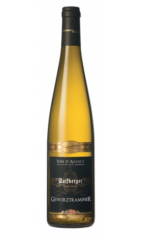 Photographie d'une bouteille de vin blanc Wolfberger Gewurztraminer 2022 Blc 75cl Crd
