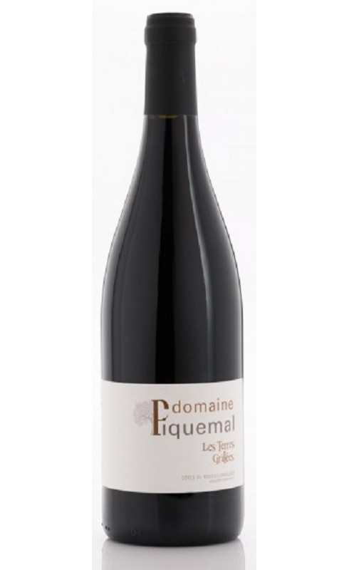 Photographie d'une bouteille de vin rouge Piquemal Les Terres Grillees 2022 Cdroussi Rge 75cl Crd