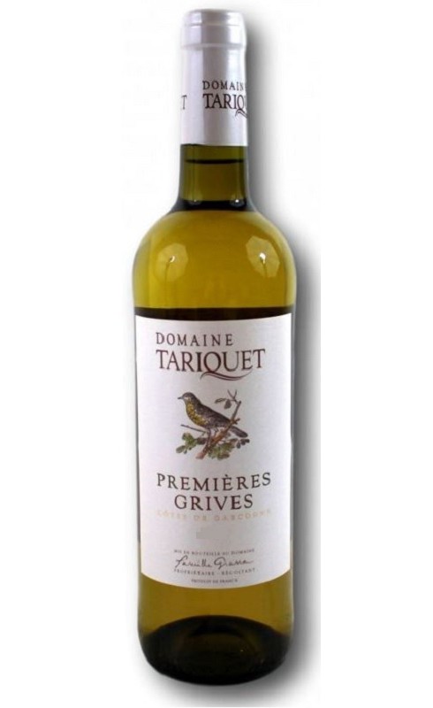 Photographie d'une bouteille de vin blanc Tariquet Premieres Grives 2022 Cdgascon Blc Mx 75cl Crd