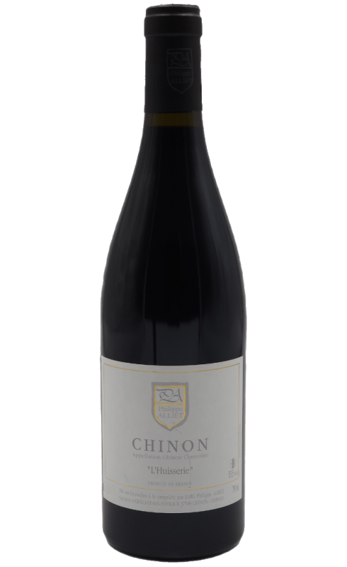 Photographie d'une bouteille de vin rouge Alliet L Huisserie 2021 Chinon Rge 75cl Crd