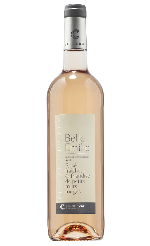 Photographie d'une bouteille de vin rosé Cellier Chartreux Belle Emilie 2022 Igp Gard Rose 75cl Crd