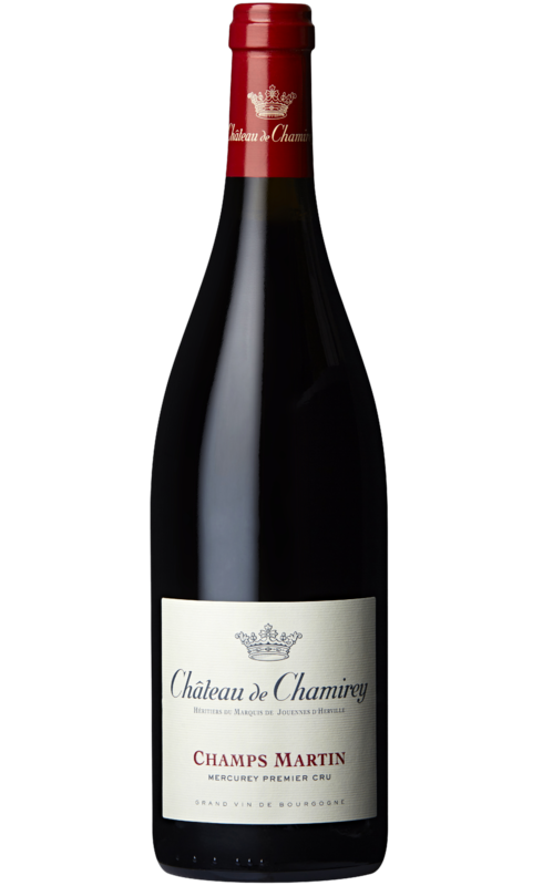 Photographie d'une bouteille de vin rouge Chamirey Champs Martin 1er Cru 2022 Mercurey Rge 75cl Crd