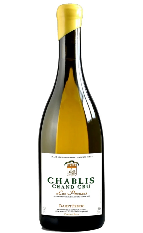 Photographie d'une bouteille de vin blanc Dampt Les Preuses Chablis Grand Cru 2020 Blc 75cl Crd