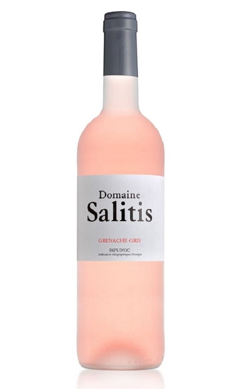 Photographie d'une bouteille de vin rosé Salitis Grenache Gris 2023 Igp Oc Rose Bio 75cl Crd