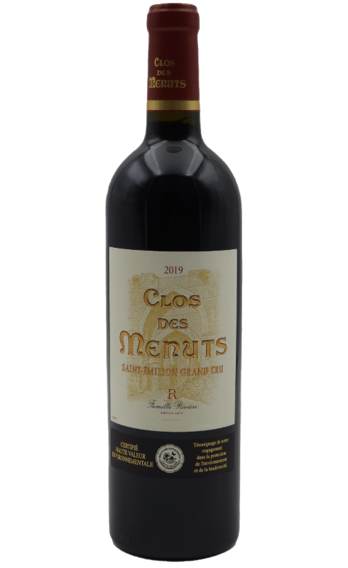 Photographie d'une bouteille de vin rouge Clos Des Menuts 2019 St-Emilion Gc Rge 37 5 Cl Crd