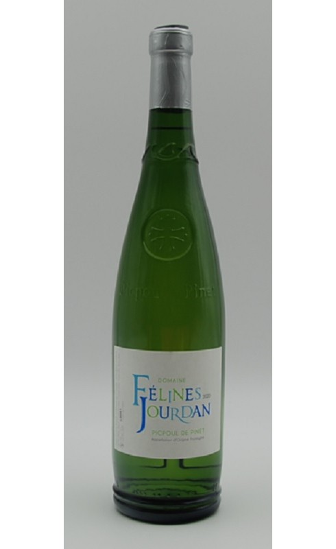 Photographie d'une bouteille de vin blanc Felines Jourdan Picpoul De Pinet 2021 Blc 75cl Crd