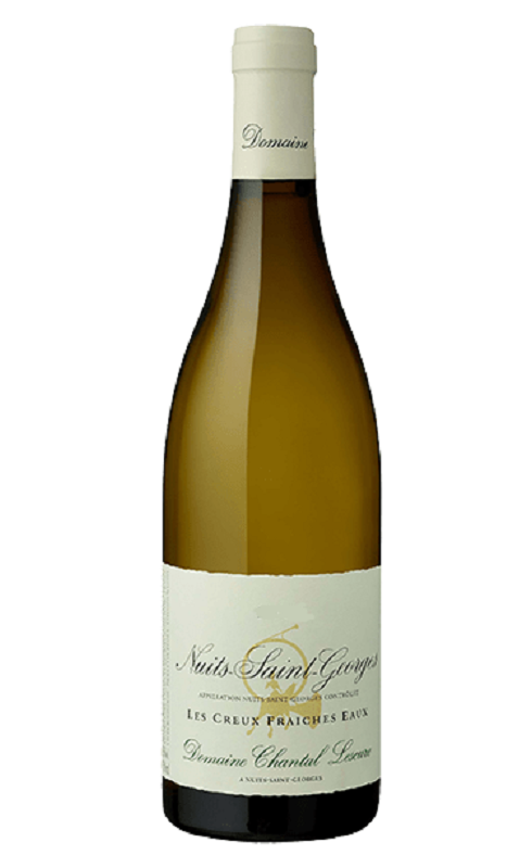 Photographie d'une bouteille de vin blanc Lescure Creux Fraiches Eaux 2020 Nuits St Geo Blc 75cl Crd
