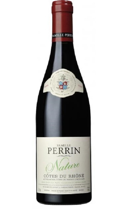 Photographie d'une bouteille de vin rouge Perrin Nature 2021 Cdr Rge Bio 75cl Crd