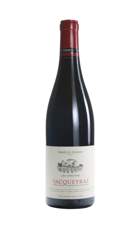 Photographie d'une bouteille de vin rouge Perrin Les Christins 2021 Vacqueyras Rge 75cl Crd
