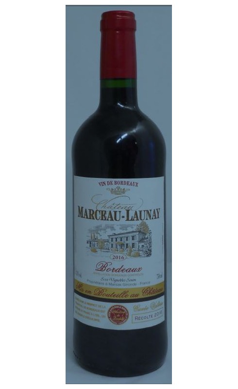 Photographie d'une bouteille de vin rouge Cht Marceau Launay Cuvee Valerie 2020 Bdx Rge 75cl Crd