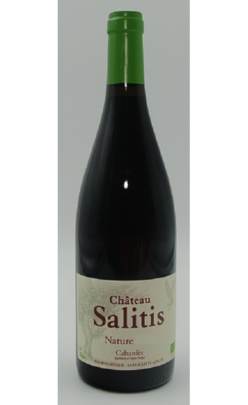 Photographie d'une bouteille de vin rouge Salitis Cuvee Nature 2020 Cabardes Rge Bio 75cl Crd