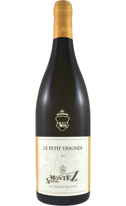 Photographie d'une bouteille de vin blanc Montez Le Petit Viognier 2022 Igp Col Rho Blc 75cl Crd