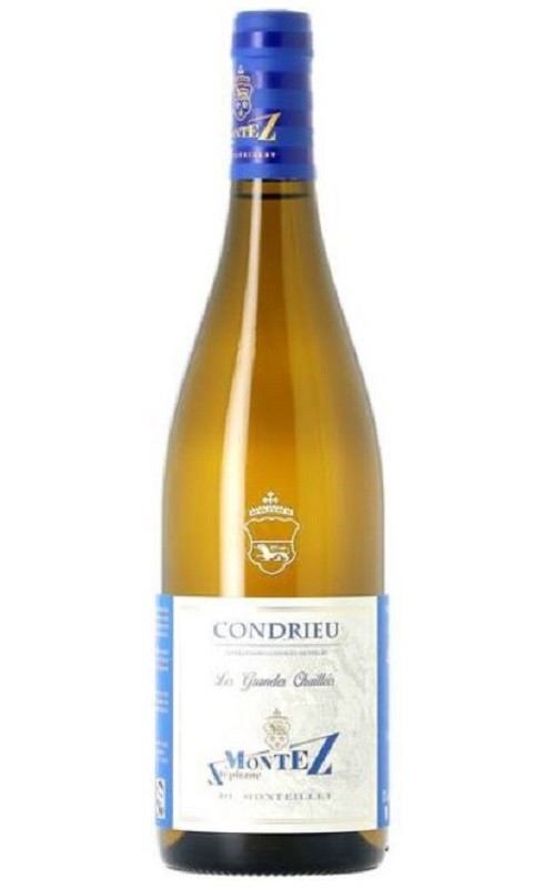 Photographie d'une bouteille de vin blanc Montez Les Grandes Chaillees 2022 Condrieu Blc 75cl Crd