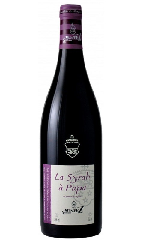 Photographie d'une bouteille de vin rouge Montez La Syrah A Papa 2021 Igp Col Rho Rge 75cl Crd