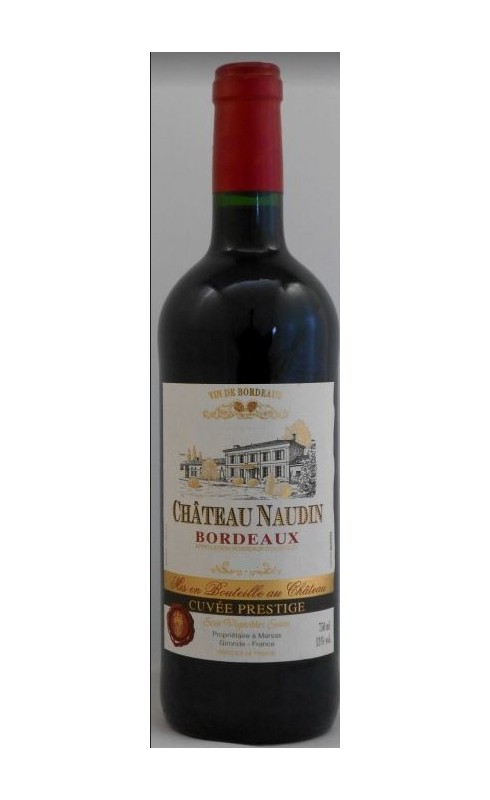 Photographie d'une bouteille de vin rouge Cht Naudin Cuvee Prestige 2018 Bdx Rge 75cl Crd