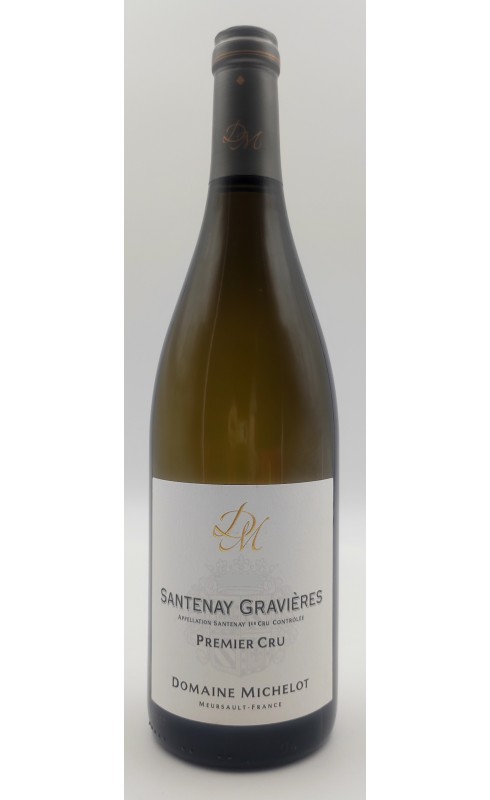 Photographie d'une bouteille de vin blanc Michelot Les Gravieres 2020 Santenay Blc 75cl Crd