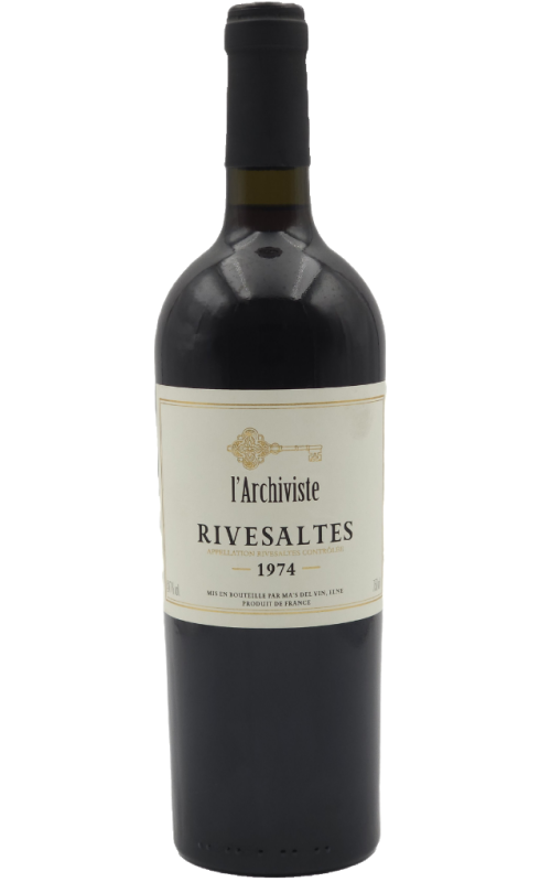 Photographie d'une bouteille de vin rouge L Archiviste Rivesaltes 1974 Rivesaltes Rge 75cl Crd