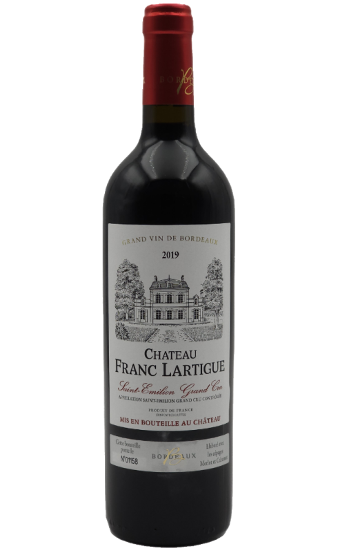 Photographie d'une bouteille de vin rouge Cht Franc Lartigue 2019 St-Emilion Gc Rge 75cl Crd
