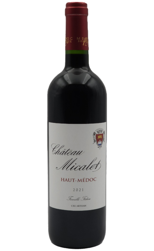 Photographie d'une bouteille de vin rouge Cht Micalet 2021 Haut-Medoc Bio Rge 75cl Crd