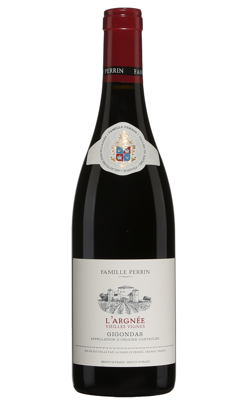 Photographie d'une bouteille de vin rouge Perrin L Argnee Vv 2020 Gigondas Rge 75cl Crd