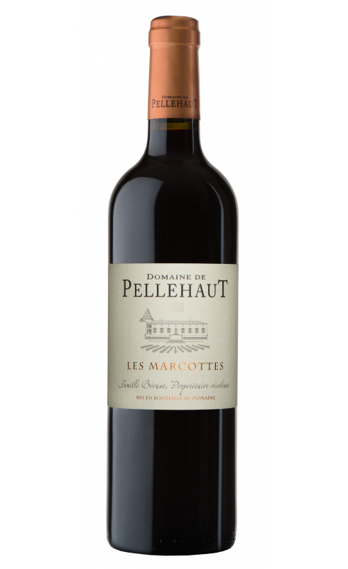 Photographie d'une bouteille de vin rouge Pellehaut Les Marcottes 2022 Igp Cdgascon Rge 75cl Crd