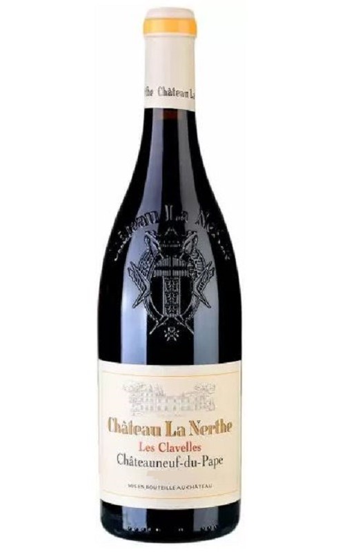 Photographie d'une bouteille de vin rouge La Nerthe Les Clavelles 2017 Chtneuf Rge Bio 75cl Crd