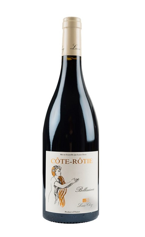 Photographie d'une bouteille de vin rouge Cheze Bellissima 2021 Cote-Rotie Rge 75cl Crd