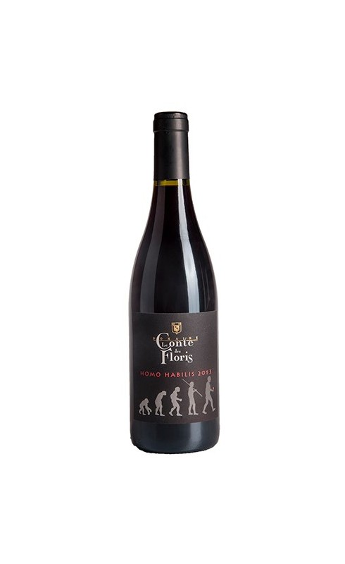 Photographie d'une bouteille de vin rouge Conte Des Floris Homo Habilis 2017 Lgudoc Rge Bio 75cl Crd