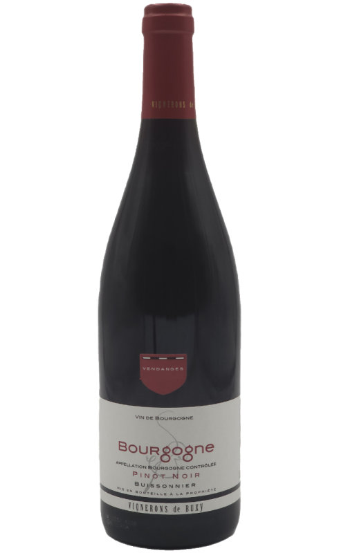 Photographie d'une bouteille de vin rouge Buxy Pinot Noir Buissonnier 2021 Bgne Rge 75cl Crd