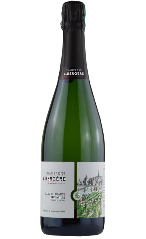 Photographie d'une bouteille de Bergere Terres Blanches Brut Nature Champagne Blc 75cl Crd