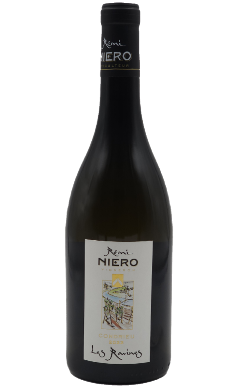 Photographie d'une bouteille de vin blanc Niero Les Ravines 2022 Condrieu Blc 75cl Crd