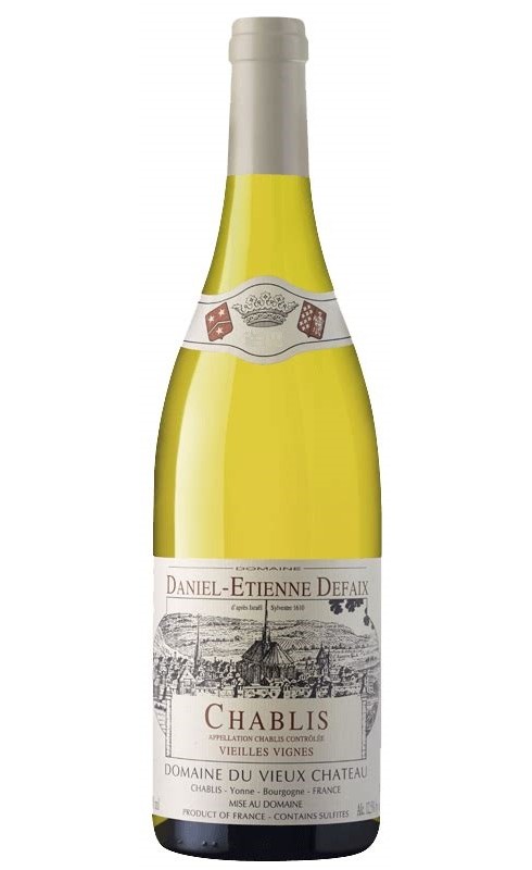 Photographie d'une bouteille de vin blanc Defaix Chablis Vieilles Vignes 2012 Blc 75cl Crd