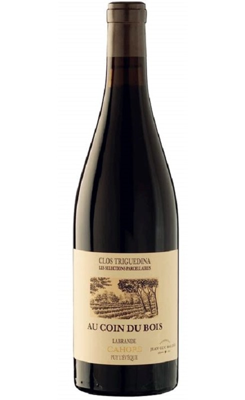 Photographie d'une bouteille de vin rouge Baldes Triguedina Au Coin Du Bois 2015 Cahors Rge 75cl Crd