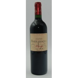 Photographie d'une bouteille de vin rouge Cht Barrabaque Prestige 2016 Canon-Fronsac Rge 75cl Crd