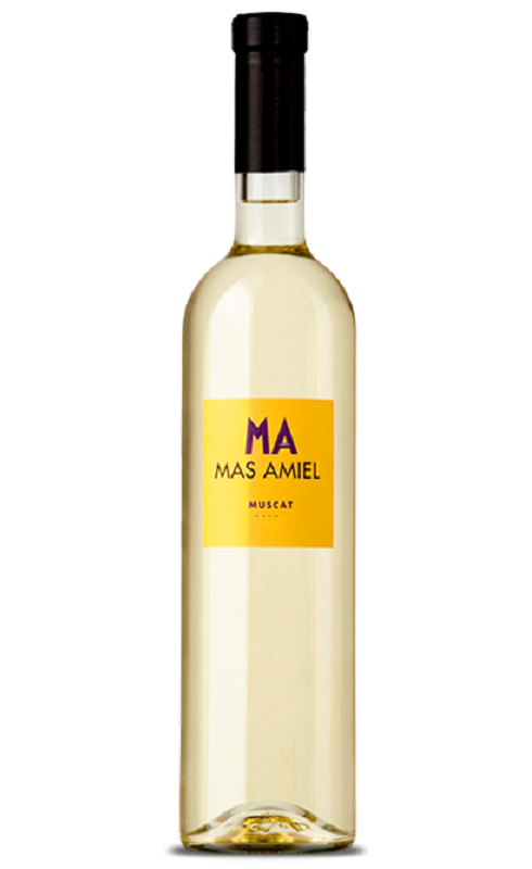 Photographie d'une bouteille de vin blanc Mas Amiel Muscat De Rivesaltes 2014 Blc 75cl Crd